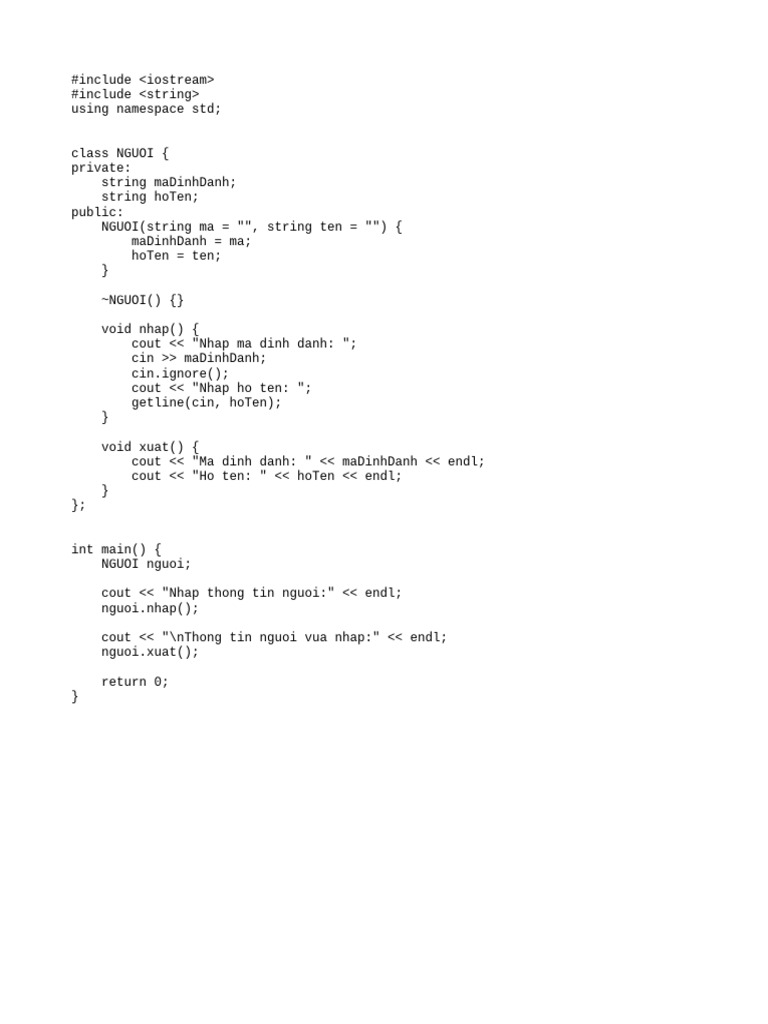 C++ Class for User Information Input | PDF
