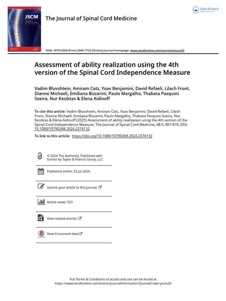 SCIM4 Assessment in Spinal Rehabilitation | PDF | Spinal Cord Injury ...