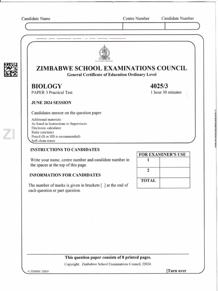 4025 BIOLOGY P3 JUNE 2024_20240627_0001 | PDF
