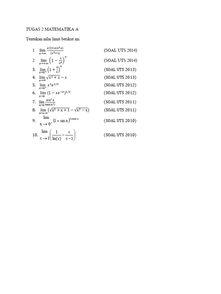 Tugas 2 Matematika A 2025 | PDF