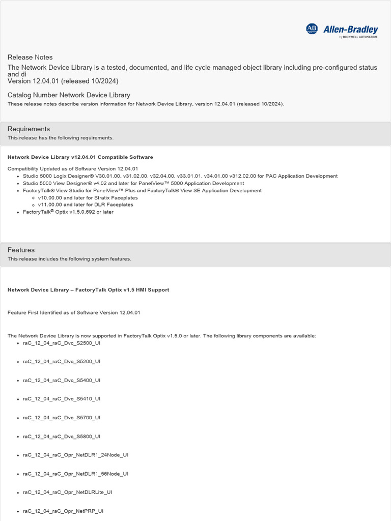 Network Device Library v12.04.01 Release Notes | PDF | Software ...