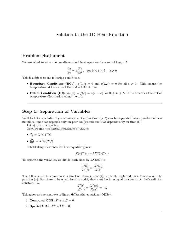 1D Heat and Wave Equation Solutions | PDF | Ordinary Differential ...