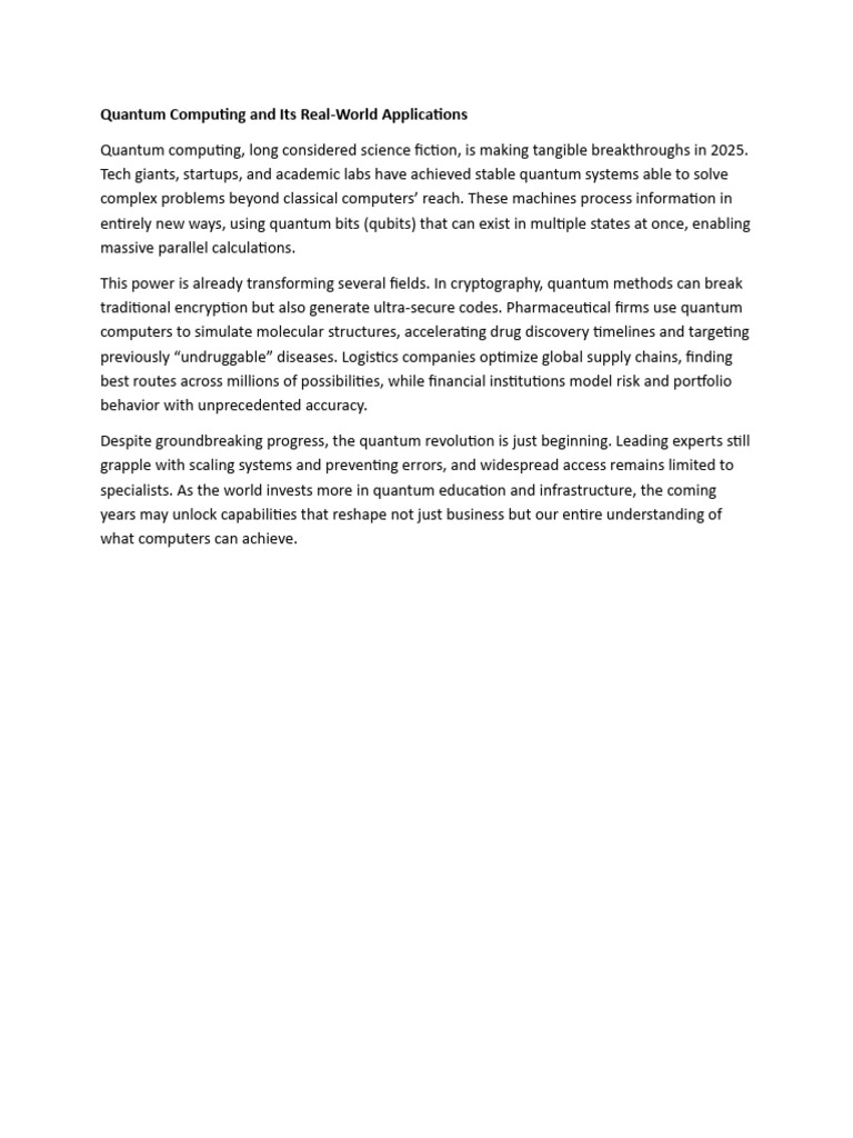 Real-World Applications of Quantum Computing | PDF