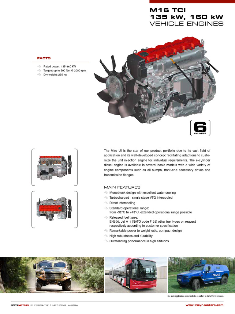 Steyr M16 TCI Diesel Engine Specs | PDF | Diesel Engine | Engines