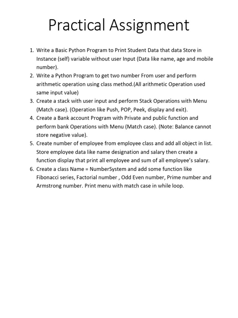Practical Python Programming Tasks | PDF