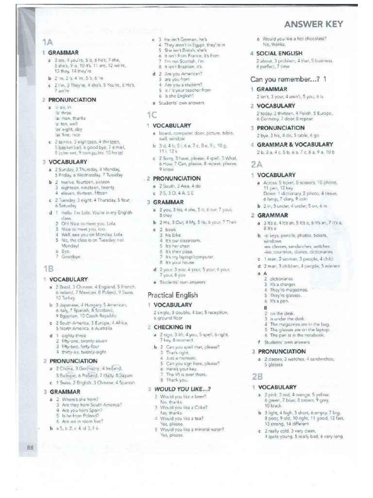 Workbook Keys English File Elementary | PDF