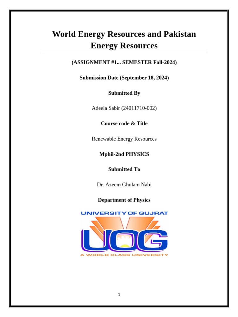 Worlds and Pakistan Energy Resources | PDF | Natural Gas | Energy ...