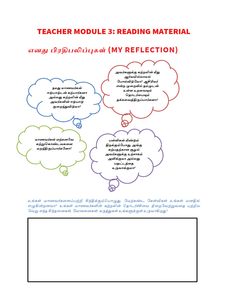 Teacher Module 3: Reading Material: (My Reflection) | PDF