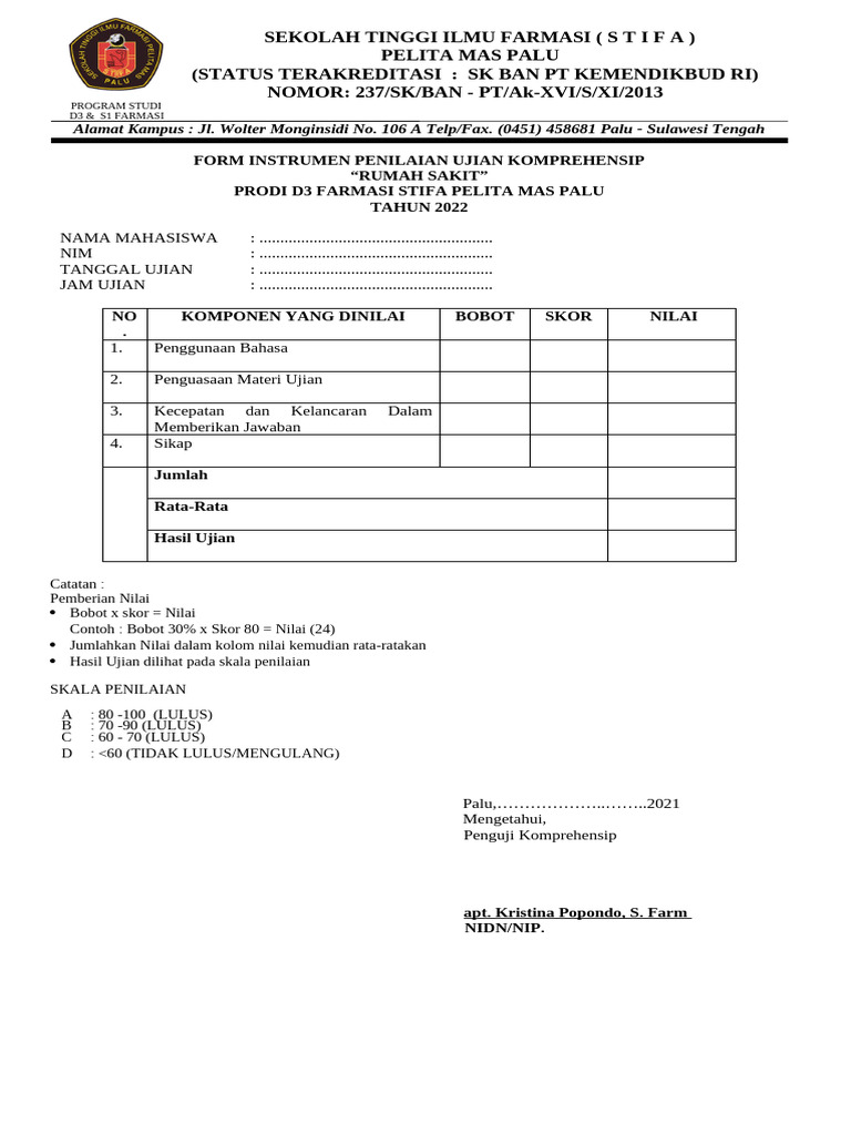Form Instrumen Penilaian | PDF