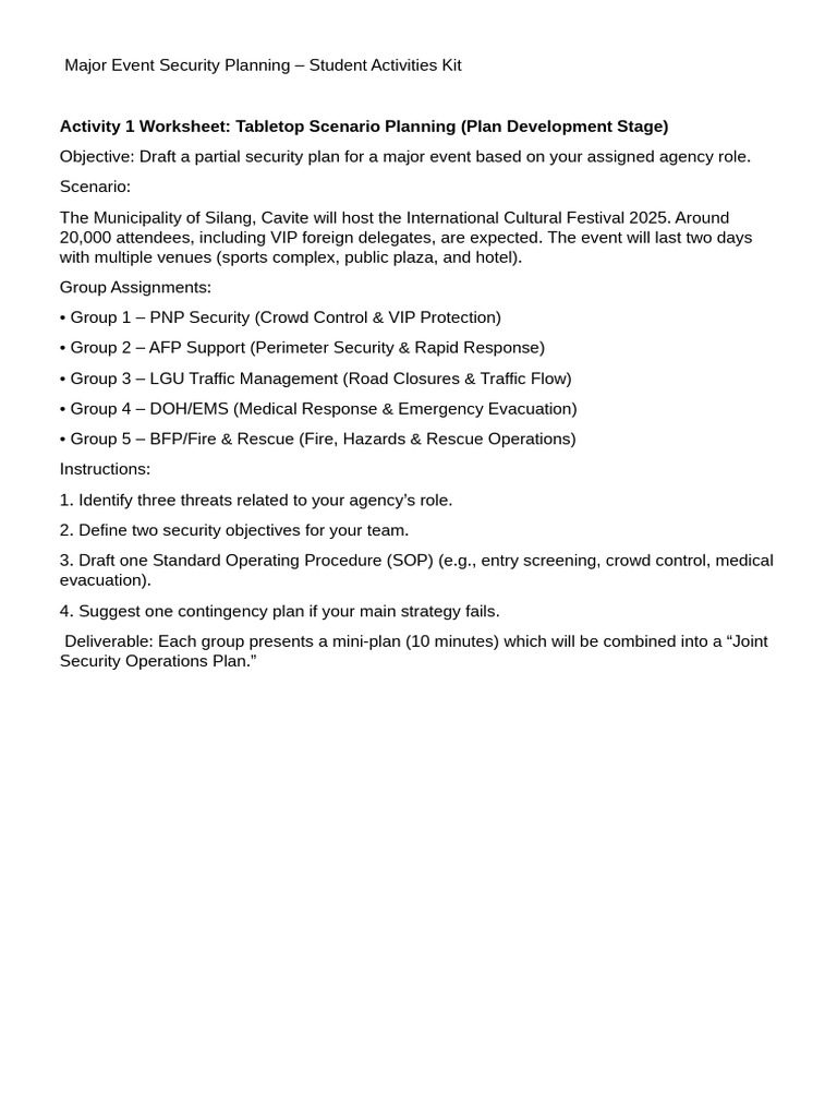 Major Event Security Planning Guide | PDF
