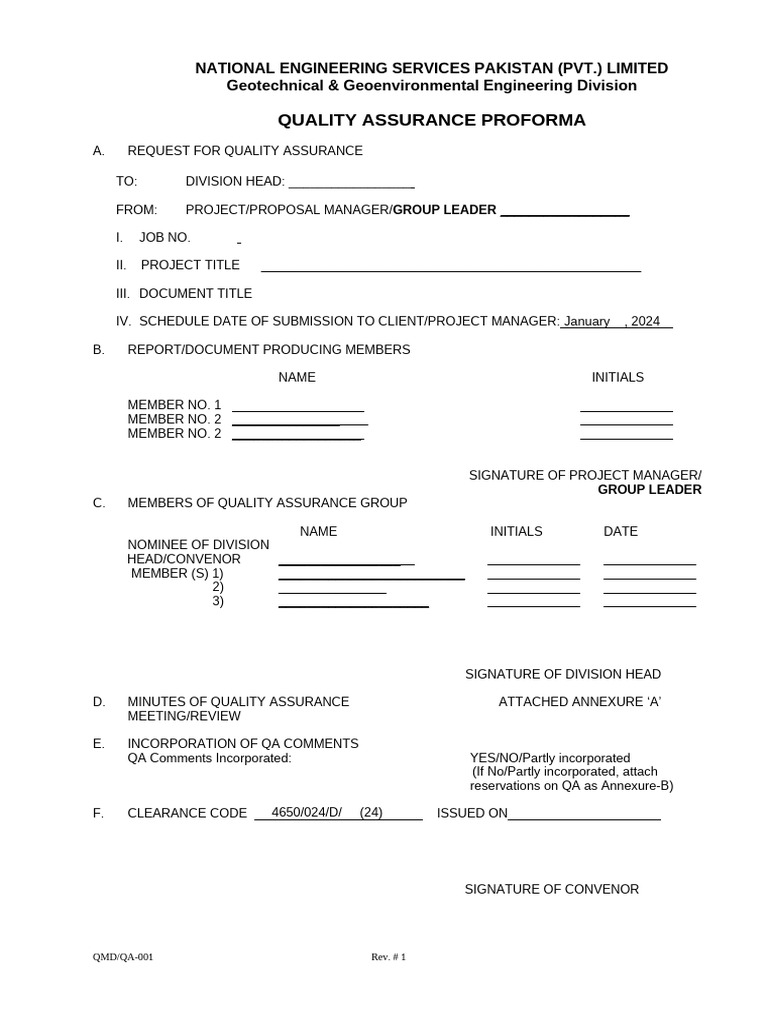 Quality Assurance Proforma for Geotechnical | PDF | Chess Openings ...