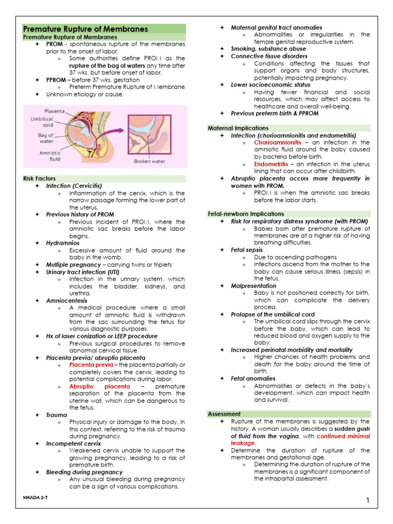 Premature Rupture of Membranes | PDF | Preterm Birth | Childbirth