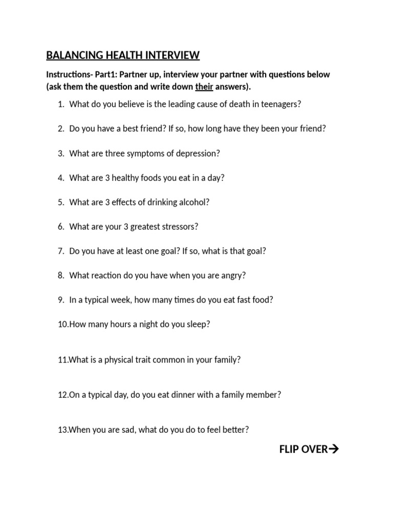 Teen Health Interview Guide | PDF
