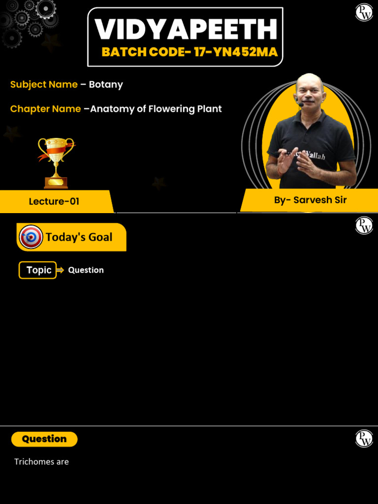 L-1 PPT Anatomy of Flowering Plant Dropper NEET Botany Sarvesh Sir ...