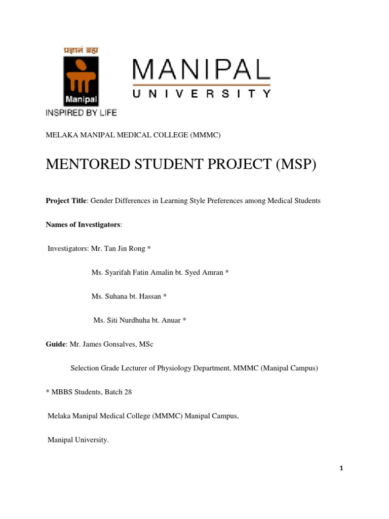 MSP Protocol Proposal (Learning Style) | PDF | Learning Styles ...