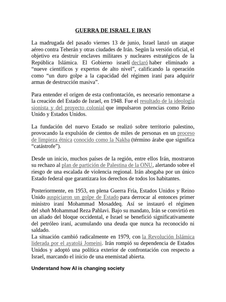 Ataque israelí a Irán: contexto y consecuencias | PDF | Israel ...