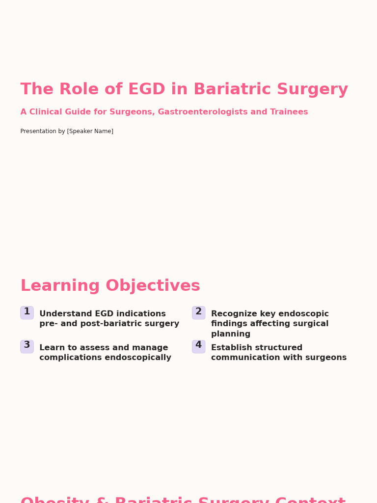 The Role of EGD in Bariatric Surgery | PDF | Bariatric Surgery ...