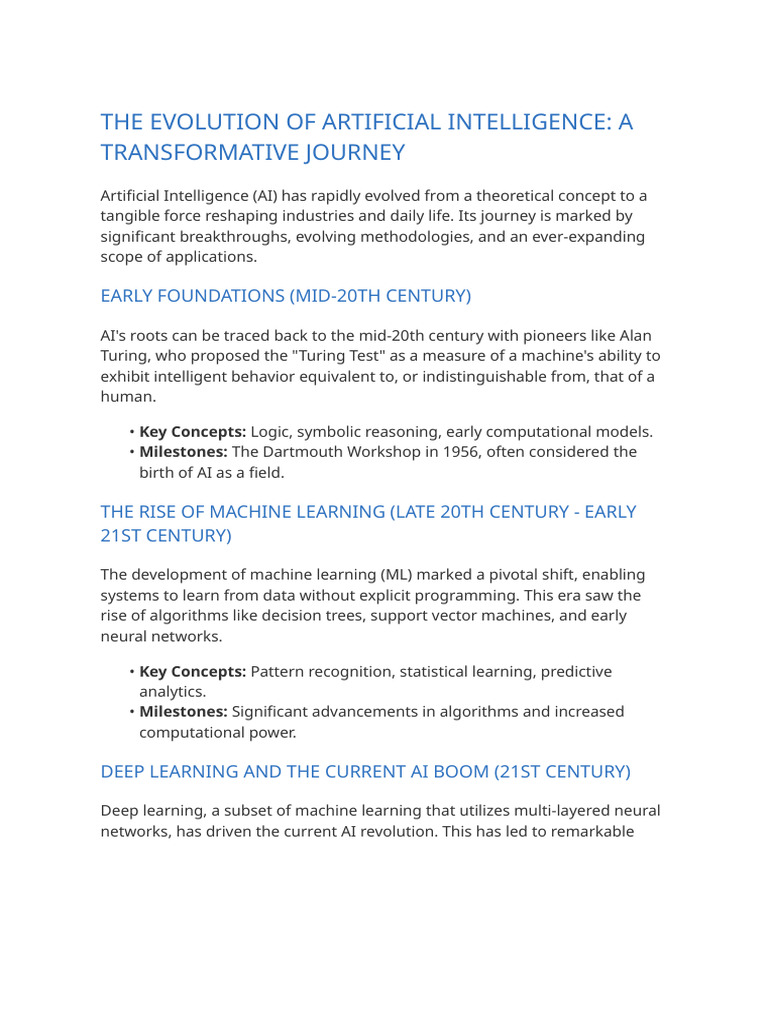 Evolution of Artificial Intelligence | PDF