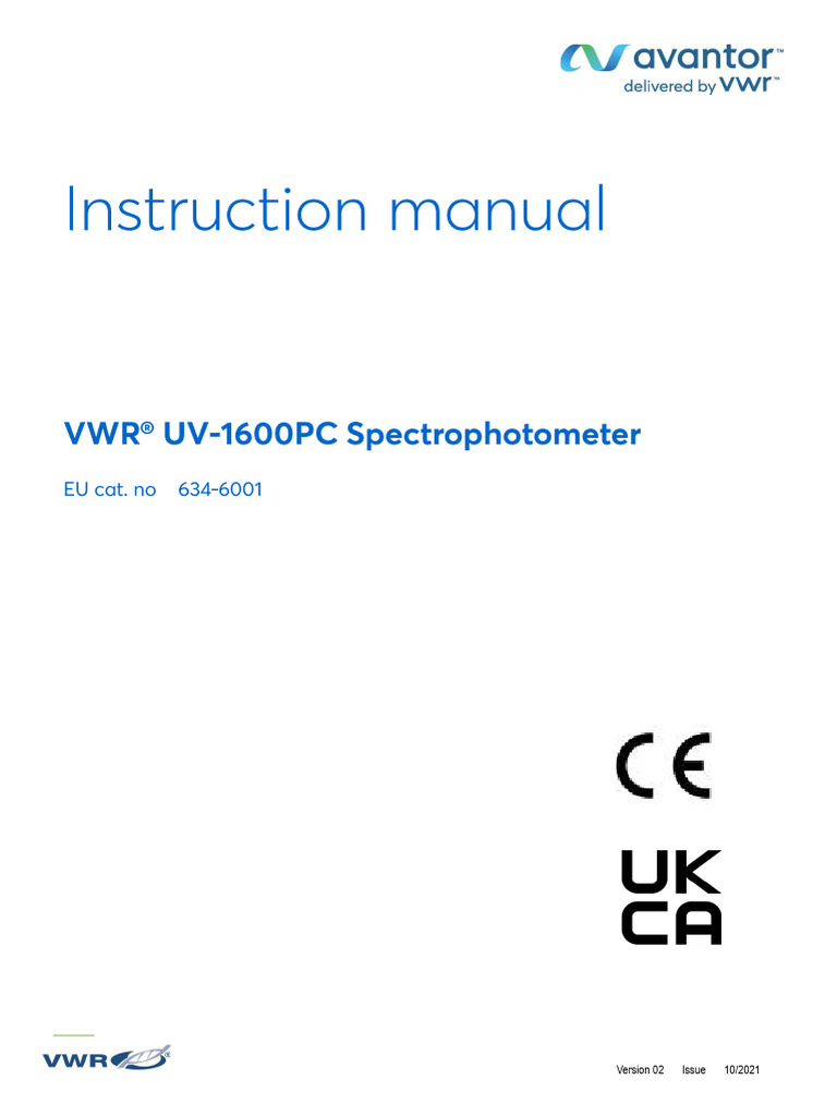 UV-1600PC Spectrophotometer Manual | PDF | Spectrophotometry ...