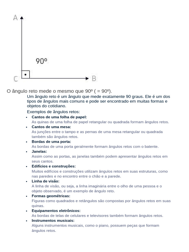 O que é um ângulo reto? | PDF | Ângulo | Linha (Geometria)