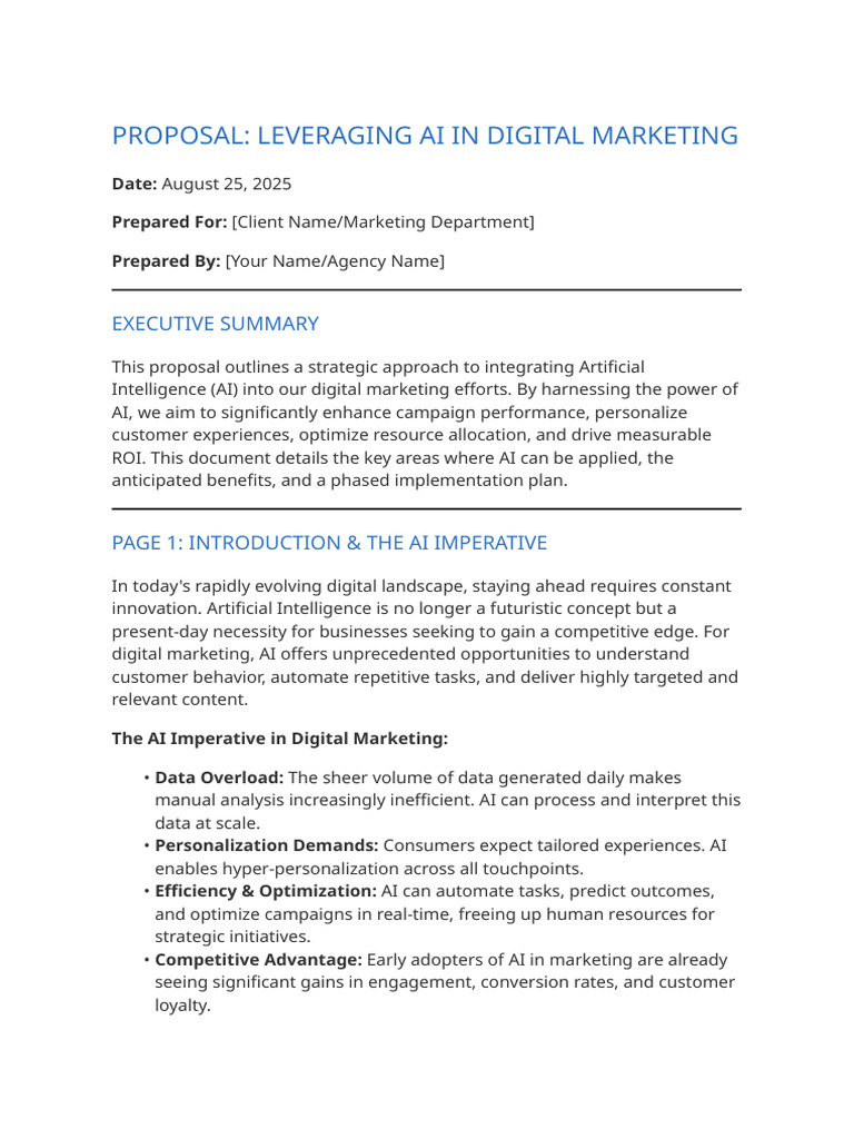 AI in Digital Marketing Proposal | PDF | Artificial Intelligence ...