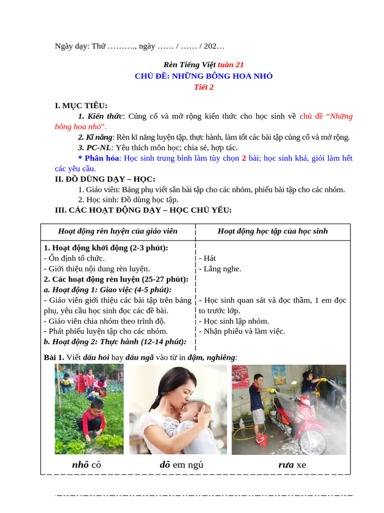Tieng Viet Buoi 2 Tiet 2 Tuan 21 t35 | PDF