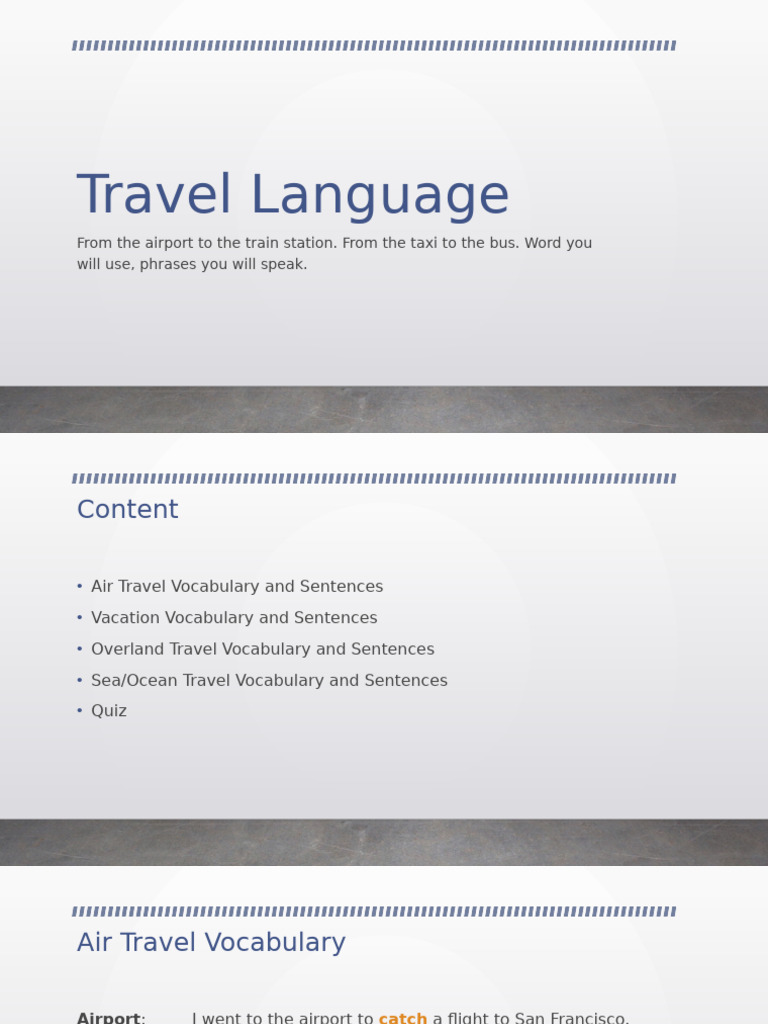 Essential Travel Vocabulary Guide | PDF | Tourism | Ships