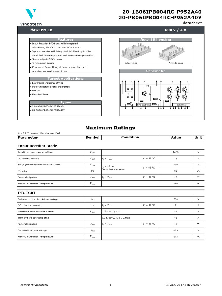 600V 4A IPM Flow Datasheet | PDF | Diode | Rectifier