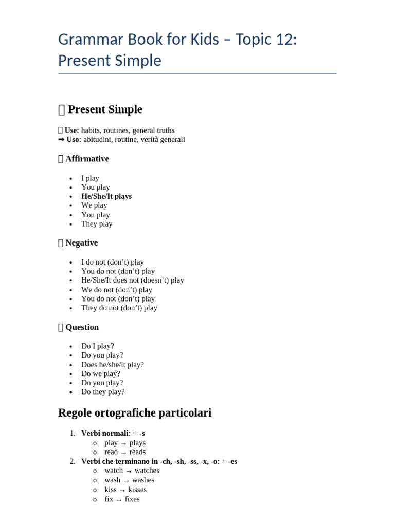 Kids' Grammar: Present Simple & Continuous | PDF | Chess Theory | Chess