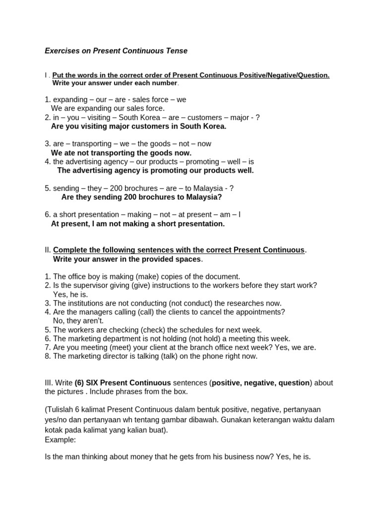 Exercises on Present Continuous and Present Simple-kenny | PDF | Chess ...