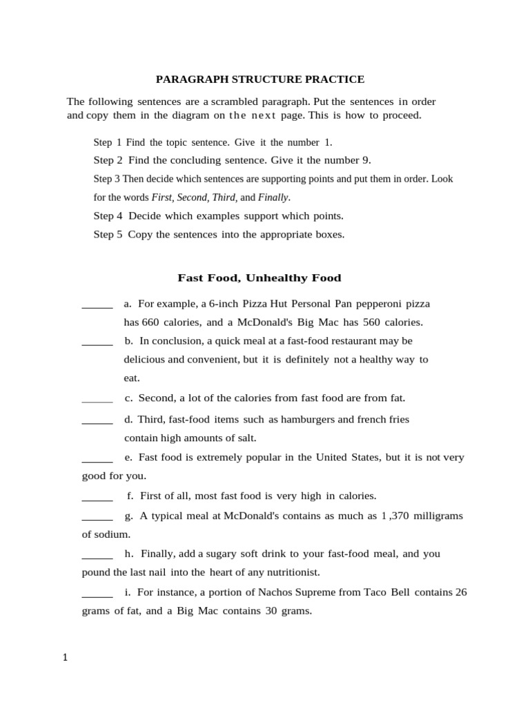 Paragraph Structure Practice Guide | PDF