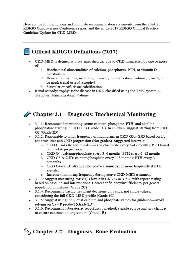 KDIGO 2024/25 CKD-MBD Guidelines Summary | PDF | Clinical Medicine ...