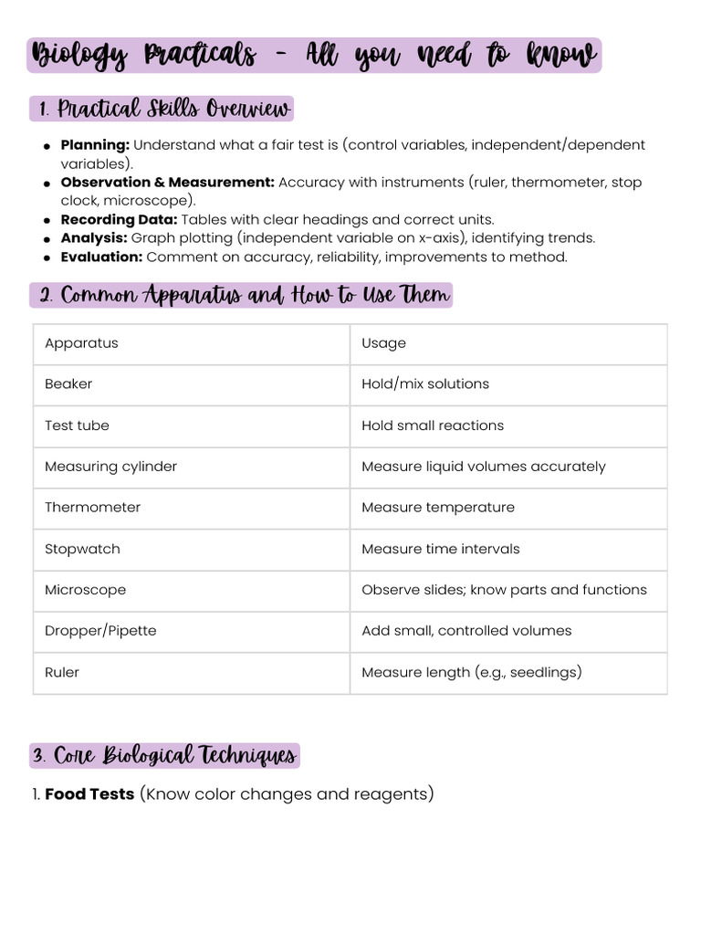 Essential Biology Practical Guide | PDF | Experiment
