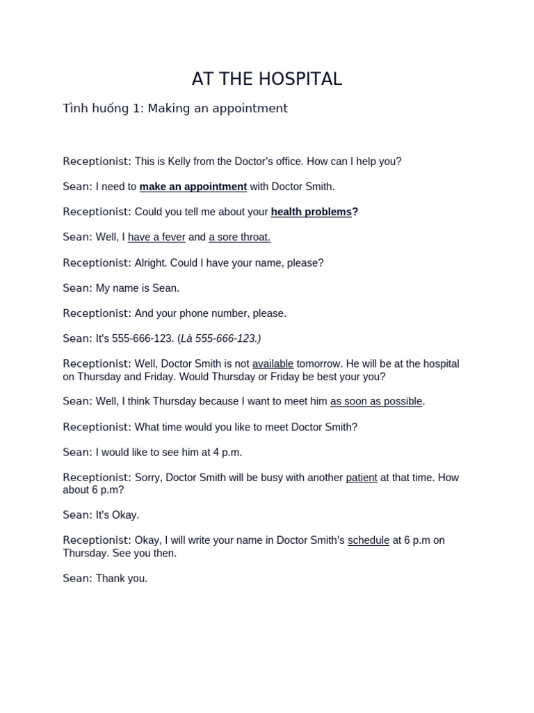 At The Hospital | PDF