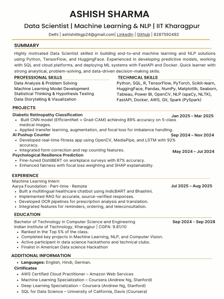 Data Scientist with ML & NLP Expertise | PDF | Machine Learning | Data ...