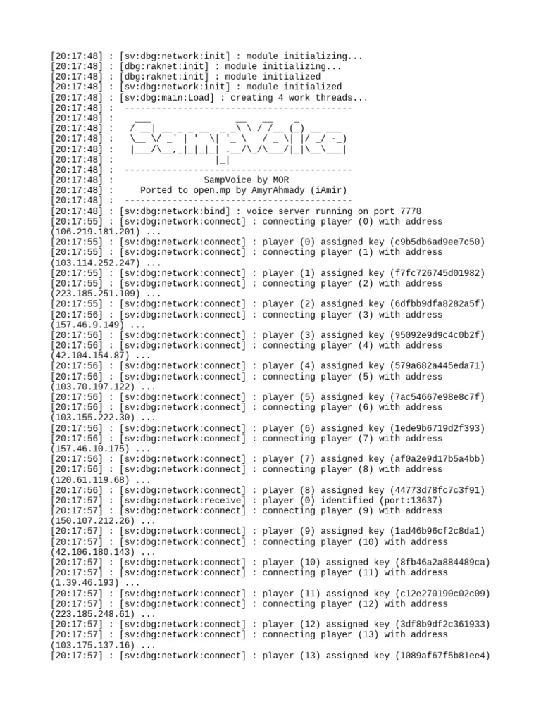 SampVoice Network Initialization Log | PDF