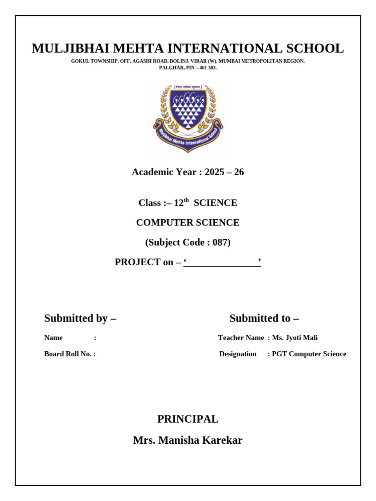 CS Project Synopsis Format 25-26 | PDF | Databases | Software
