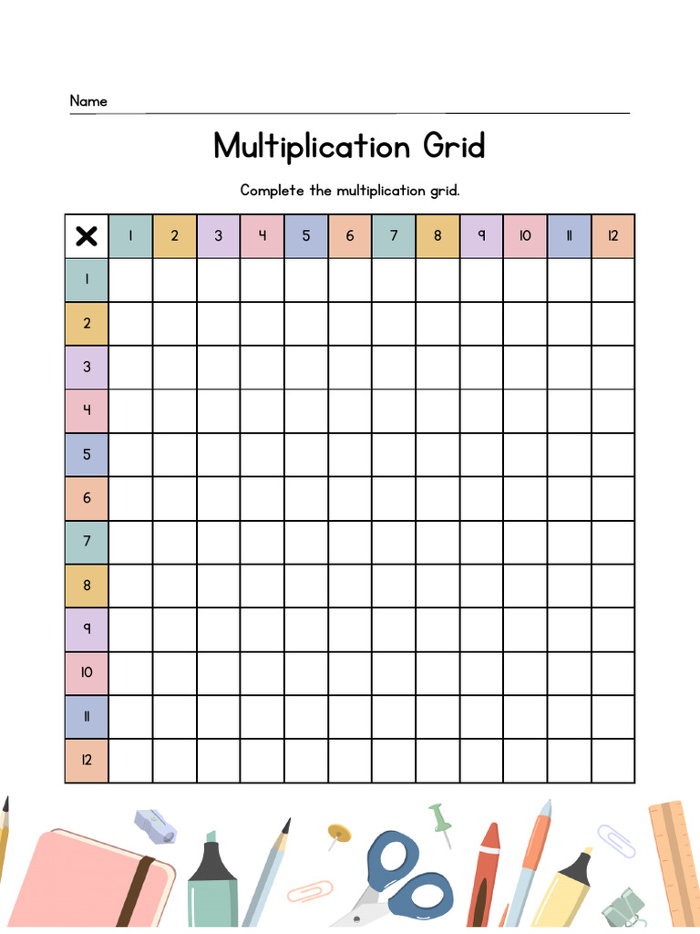 Multiplication Grid Worksheet | PDF
