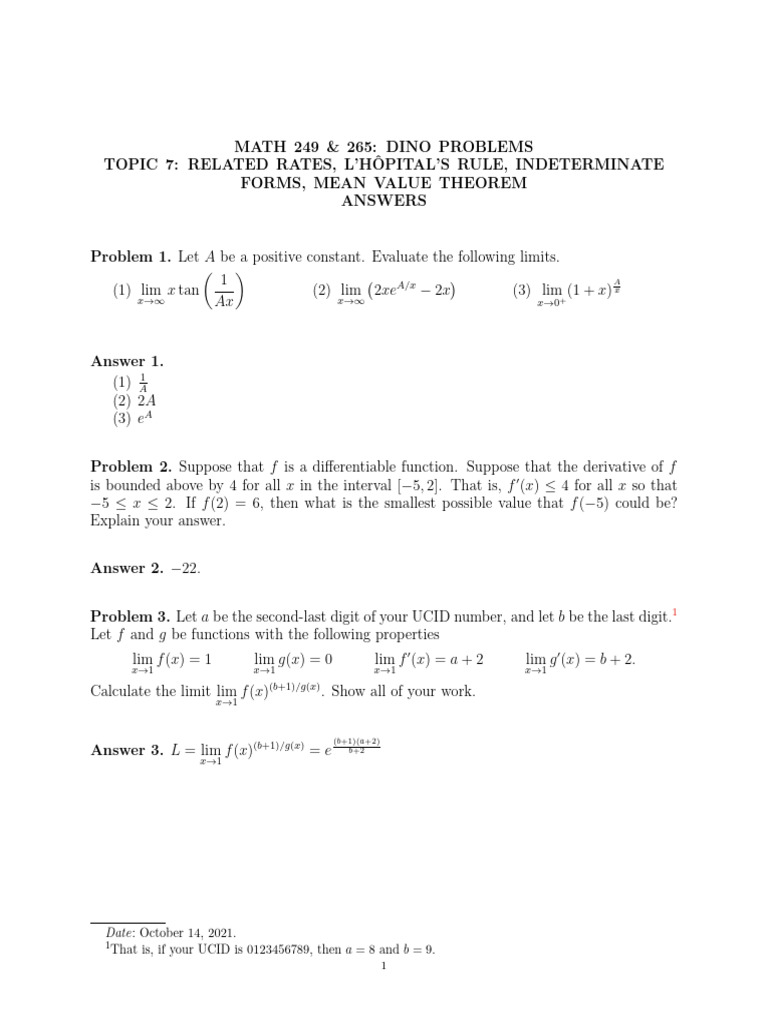 Related Rates and Limits in Calculus | PDF | Sphere | Mathematical Objects