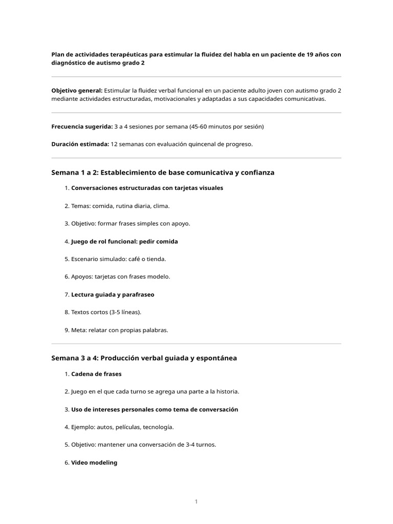 Actividades para mejorar fluidez verbal en autismo | PDF | Autismo ...