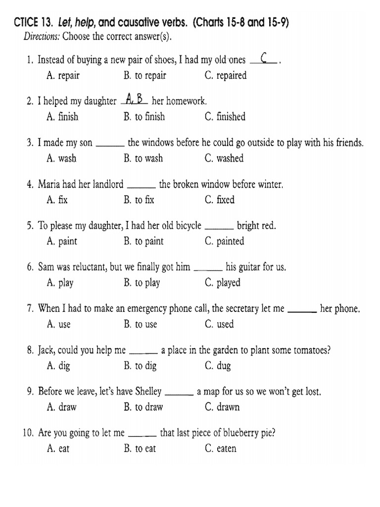Causative Multiple Choice | PDF
