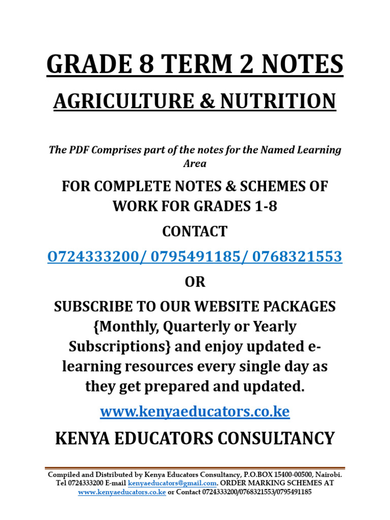 Grade 8 Agriculture Term 2 Notes | PDF | Fish | Food Industry