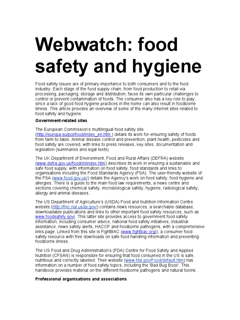 Website For Food Safety and Hygiene | PDF | Foodborne Illness | Food Safety