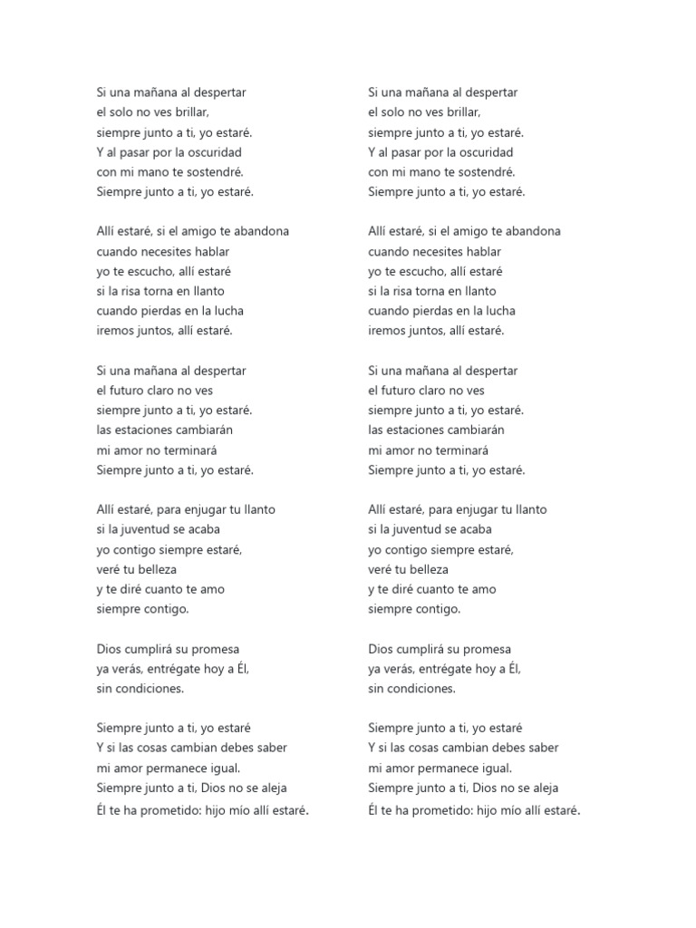 Letra Alli Estaré | PDF