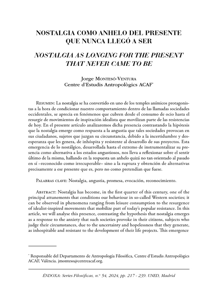 Nostalgia y su Impacto en el Consumo | PDF | Edmund Husserl | Martin ...