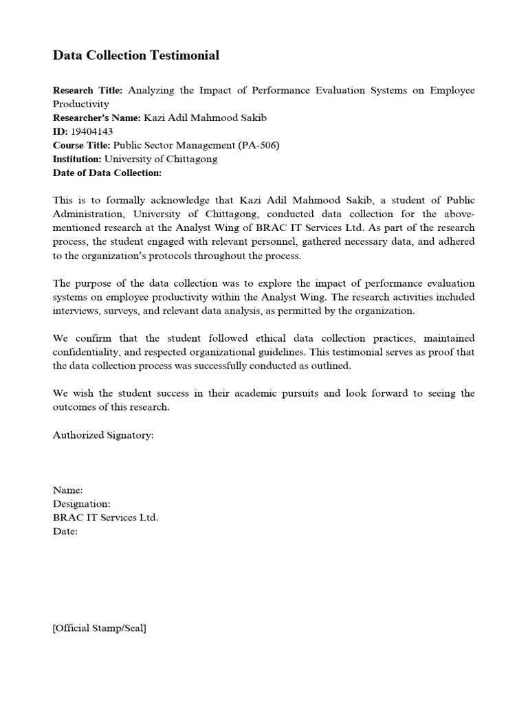 Data Collection Testimonial | PDF