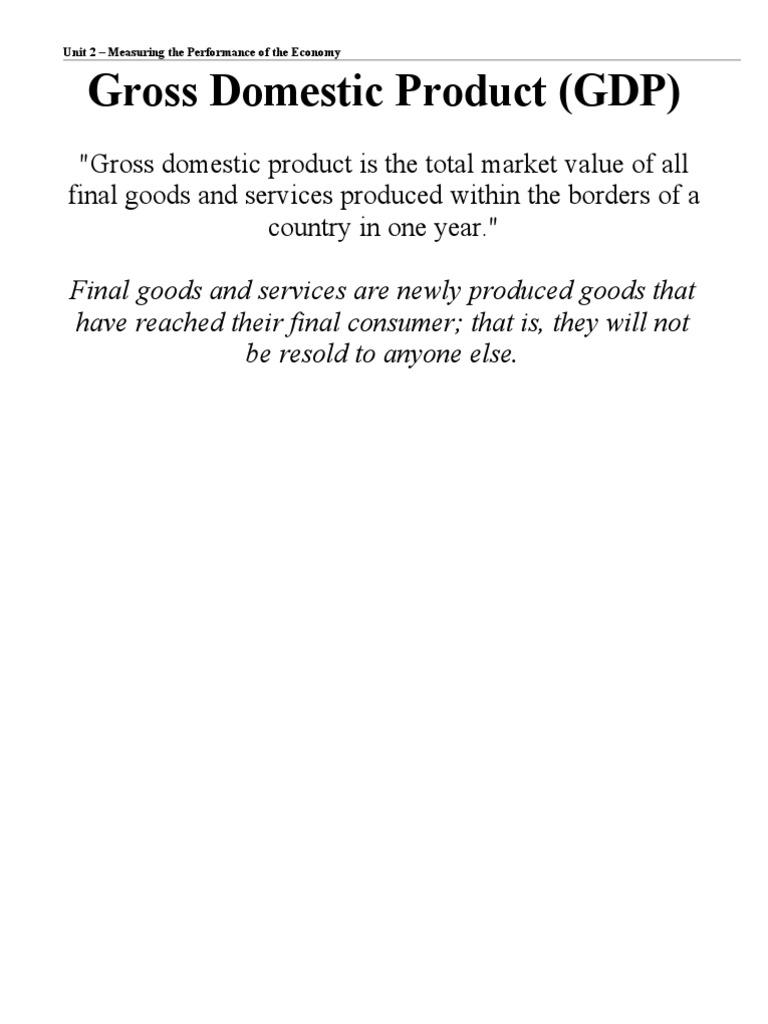 Central GDP Worksheet PDF Final Good Gross Domestic Product