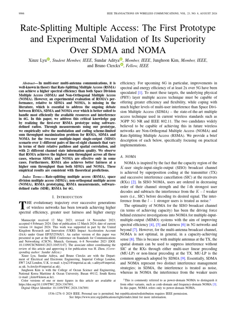 Rate-Splitting Multiple Access The First Prototype and Experimental ...
