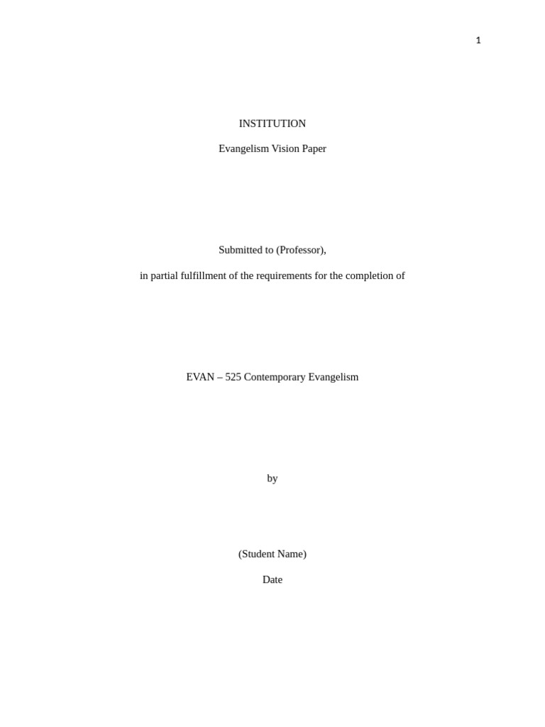Personal Evangelism Vision Paper | PDF | Jesus | Disciple (Christianity)