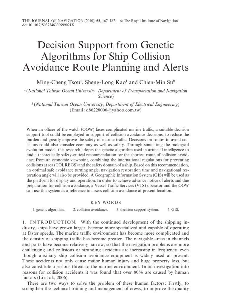 Genetic Algorithms for Collision Avoidance | PDF | Genetic Algorithm ...
